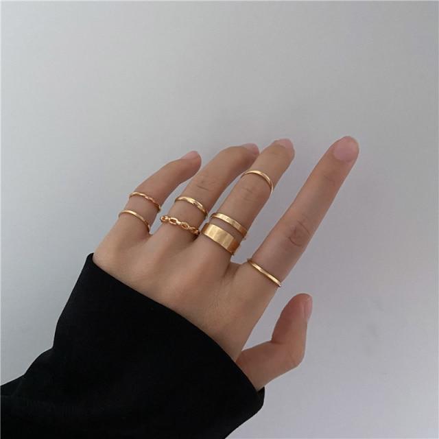 17KM Набор широких колец с богемным золотым крестом для женщин и девочек, простые кольца на хвосте на палец-цепочку