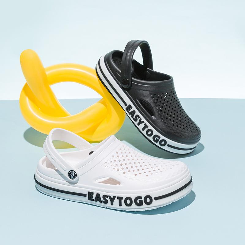 Новые летние классические сабо, мужские пляжные сандалии, повседневная обувь, легкие тапочки из ЭВА, обувь с надписью, уличные тапочки