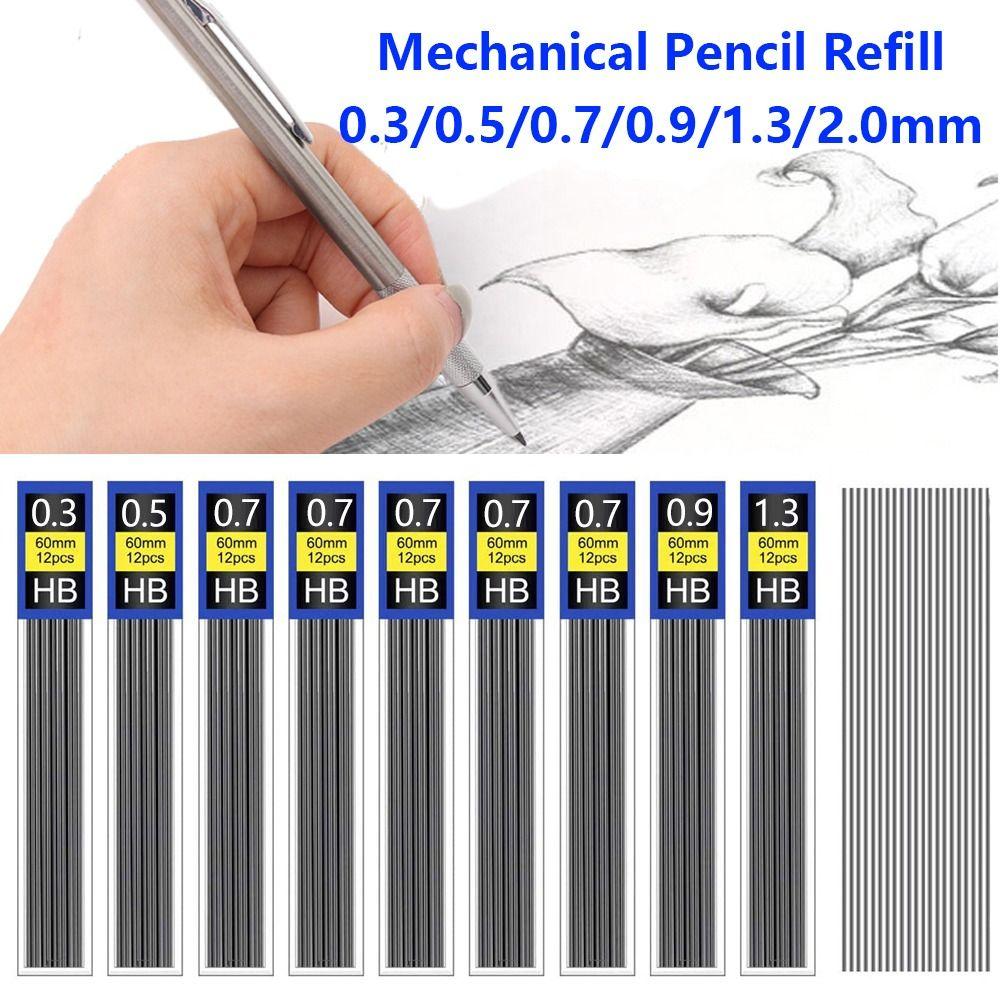 6 Boxes 0.3/0.5/0.7/0.9/1.3/2.0/3.0mm Mechanical Pencil Lead  Writing Accessories