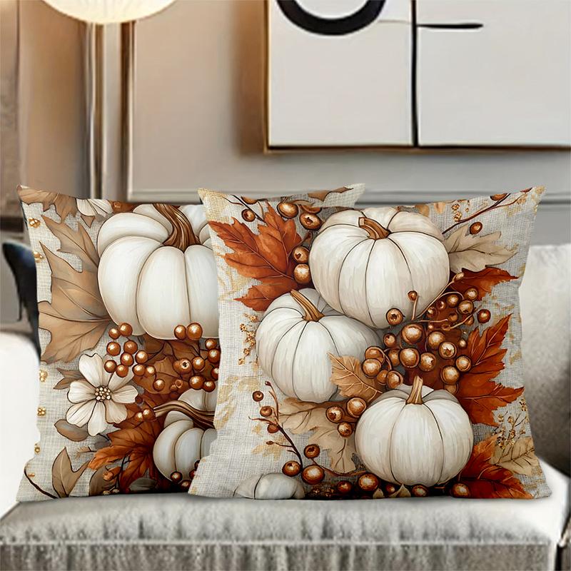 2D Плоская Печать Осенние Тыквы Листья Ягоды Декоративные Наволочки Полиэстер Наволочка Диван Декоративная Наволочка