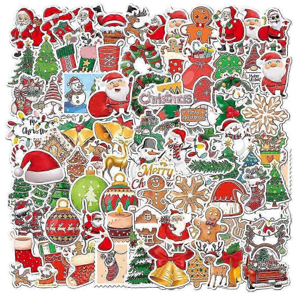 100 Christmas Stickers with Santa and Reindeer for Festive UK DIY Decorations