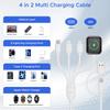 4-in-1 Multi Charging Cable for Apple Watch iPhone 16 15 14, USB C Travel Charger for iWatch Series 1-10, Galaxy S23/S22, 4FT