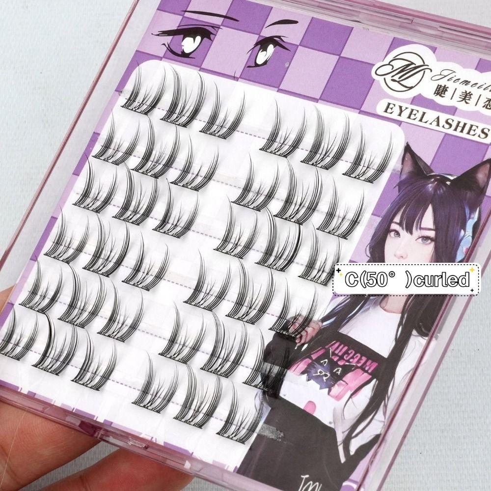 Comic Eye Glue Free Fake Eyelashes Curled Cluster False Lashes Individual Fake Eyelashes Make Up