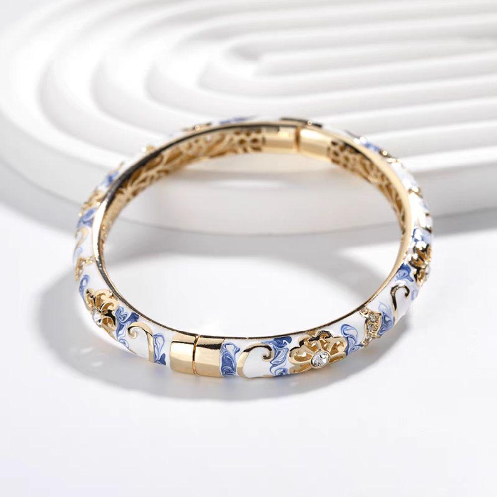Традиционный эмалированный браслет с цветочным металлическим браслетом на руку Cheongsam