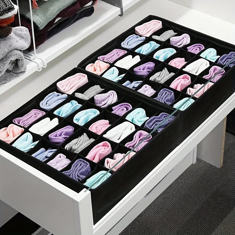 24-Cell Collapsible Organizer for Socks, Underwear, Ties, Accessories - Foldable, Mold-Resistant Fabric Storage Box Divider