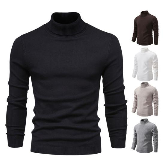 Men Turtleneck Sweater Slim Fit Knit High Neck Pullover Warm Winter Solid Color Rollneck Sweater for Daily Wear Work School Street