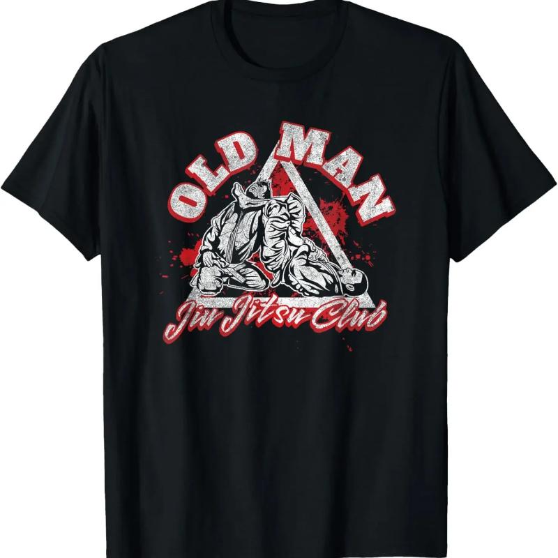 Old Man Jiu Jitsu Club Retro Design for Dads T-Shirt Graphic Harajuku High Quality Cotton Crewn