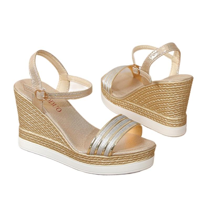 Женские сандалии, летняя обувь, женские босоножки на танкетке, туфли на платформе, дизайнерские сандалии на высоком каблуке, удобная женская обувь больших размеров