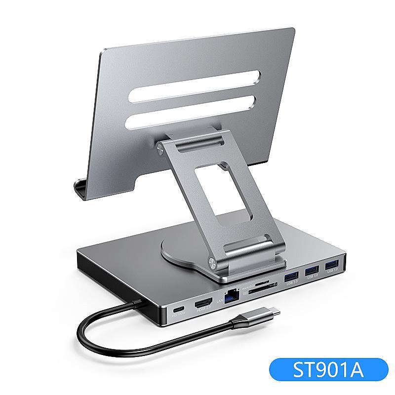 4K 60Hz USB-C Docking Station with Gigabit Ethernet, USB 3.2 Hub, and Rotating Stand for Phones and Tablets