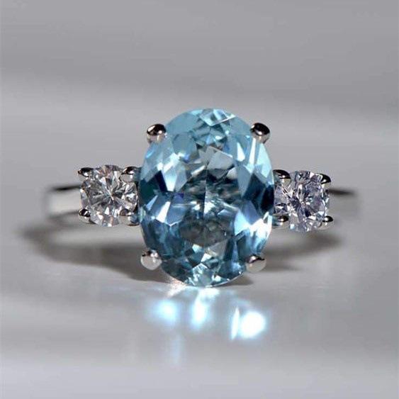 Кольцо Hecheng High-End Blue Gem Aquamarine в форме яйца