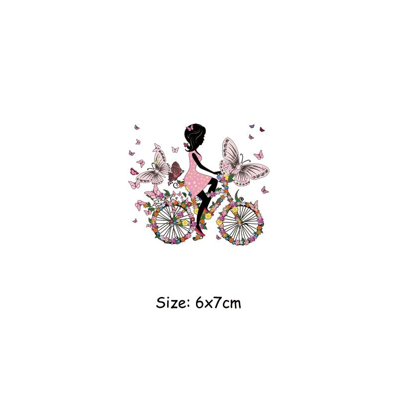 Цветочница утюг на переводах термопресс аппликация джинсы в полоску модный аксессуар «сделай сам» наклейка аксессуары «сделай сам» патч цветок велосипед