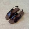Retro Woven Flat Casual Sandals Summer New Square-toed Shoes