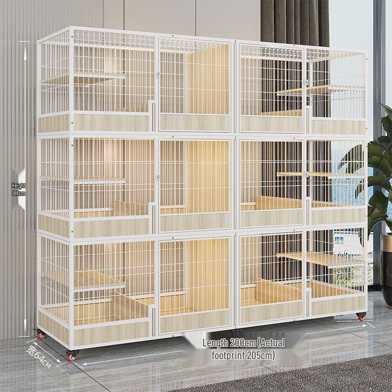 Solid Wood Multi-Layer Cat House Cage with Large Space for Breeding