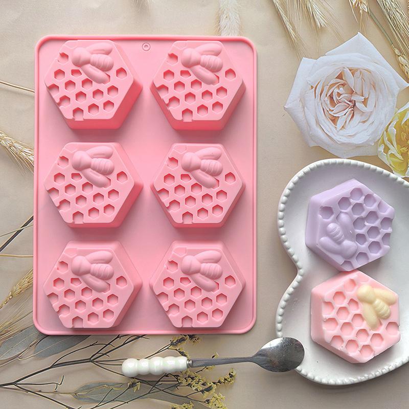 3D Bee Honeycomb Silicone Soap Mold Diy Soap Making Supplies Handmade Chocolate Cake Decoration Baking Tools