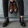 2025 Autumn Early Winter Chelsea Boots Fashion British Style Mens Ankle Boots Pointed Toe Pary Shoes Black Brown D194