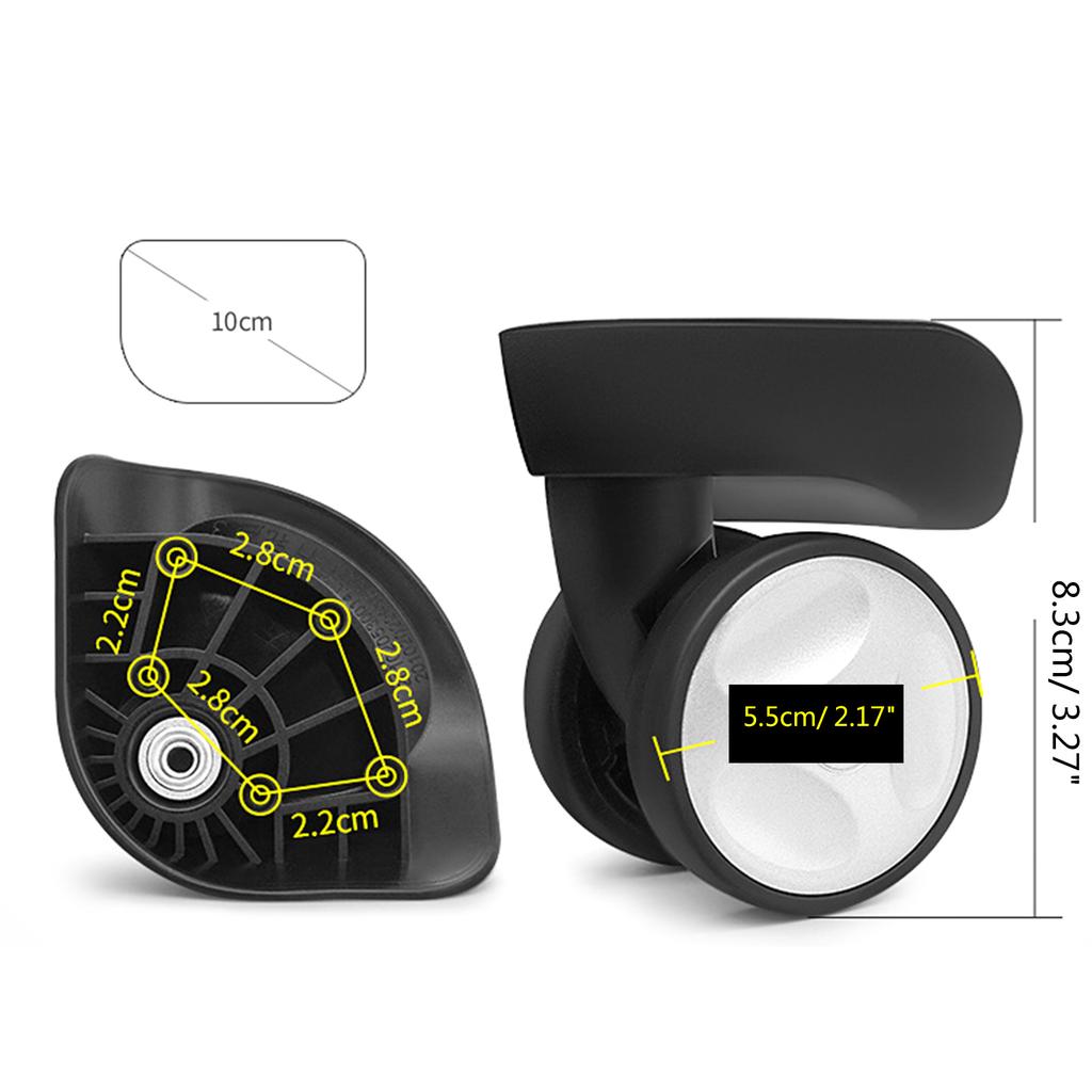 2 шт. сменные роликовые колеса для тележки, сверхпрочные роликовые колеса для багажной коробки, чемодана, поворотные на 360 градусов, бесшумные колеса