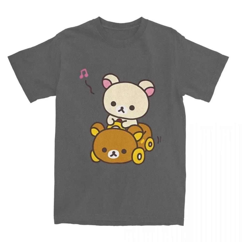Футболка Car Drive Rilakkuma для мужчин и женщин, хипстерская хлопковая футболка с круглым вырезом и коротким рукавом, одежда больших размеров