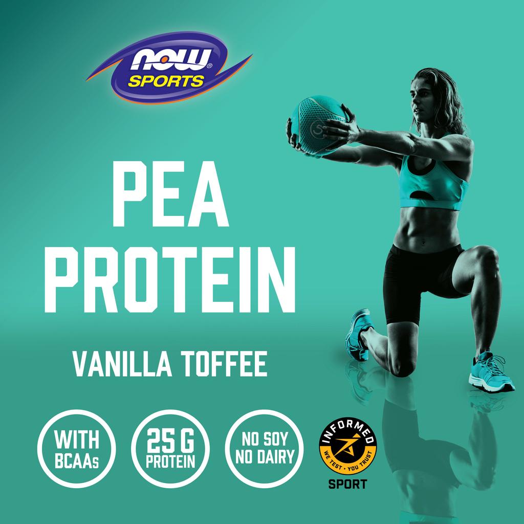 Now Foods Sports, Pea Protein, Vanilla Toffee, 2 Lbs (907 G)