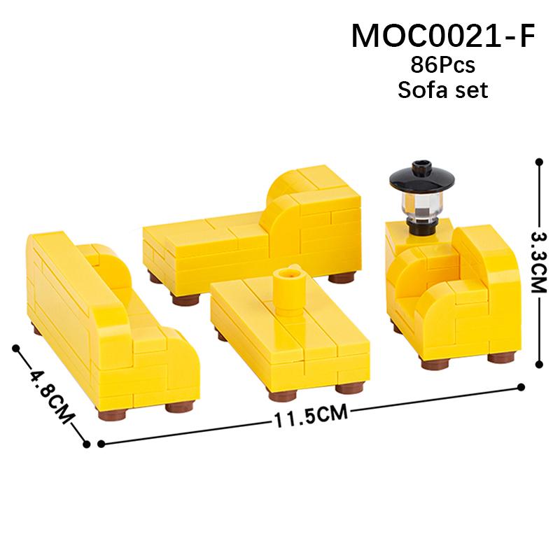 Город Фигурки Мебель Набор Игрушки Модель MOC Кирпичи Детская коляска Стол Диван Кровать Пианино Кухня Ванная Строительные блоки Подарок