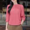 ZANZEA Women Loose Round Neck 3/4 Sleeve Casual Blouse