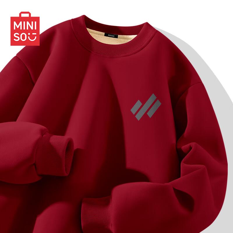 MINISO Men's Fleece-Lined Round Neck Sweatshirt