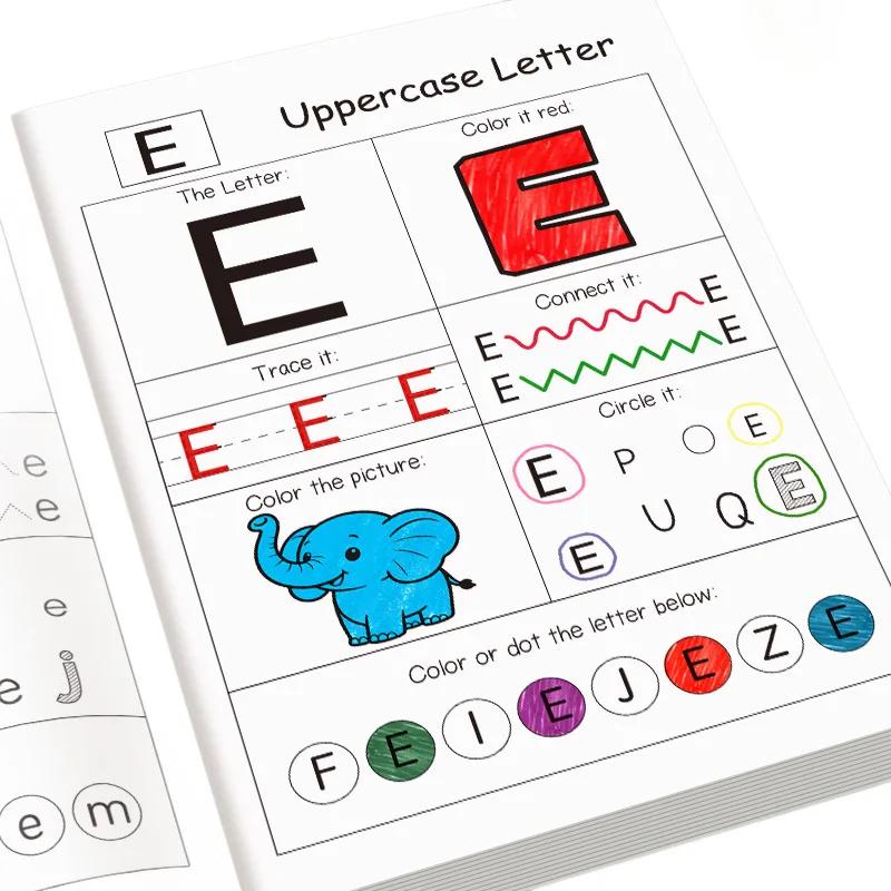 48 Pages A-Z Alphabet Workbook for Kids 26 Letters Tracing Directed Drawing Coloring Practice Book Homeschool Teaching Aids