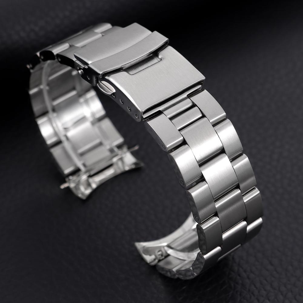 18/20/22/24 мм Сплошные браслеты для часов из нержавеющей стали для Seiko 5 SKX009/007 для Jubilee Изогнутый конец Металлический ремешок для часов Браслеты для часов