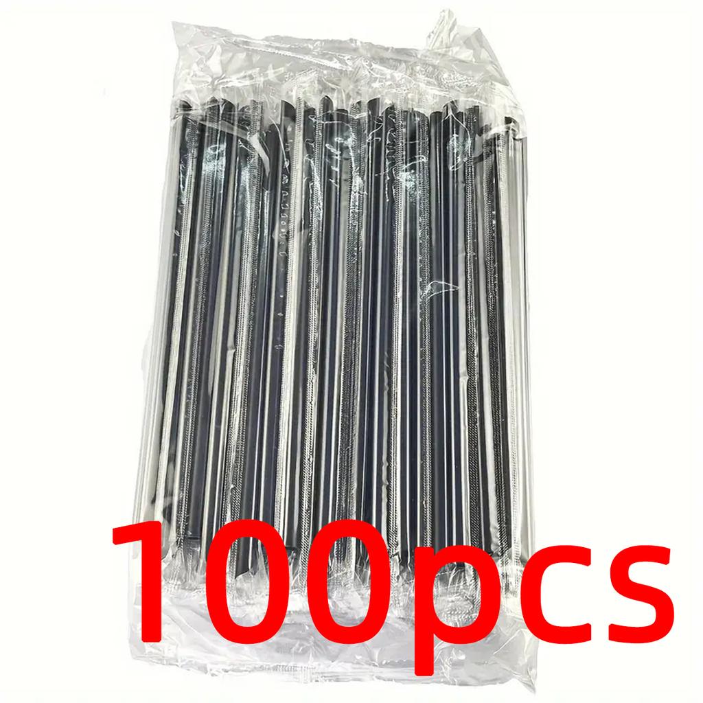 50/100/200PCS Black Disposable Plastic Straight Mouth Straw Solid Color Fine Straw Used For Cocktails Juices Beverages Coffee