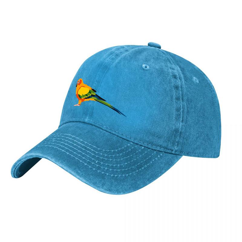 Parrot Design Washed Canvas Baseball Cap Classic Adjustable Hat for Unisex and Women Outdoor Fashion Accessory