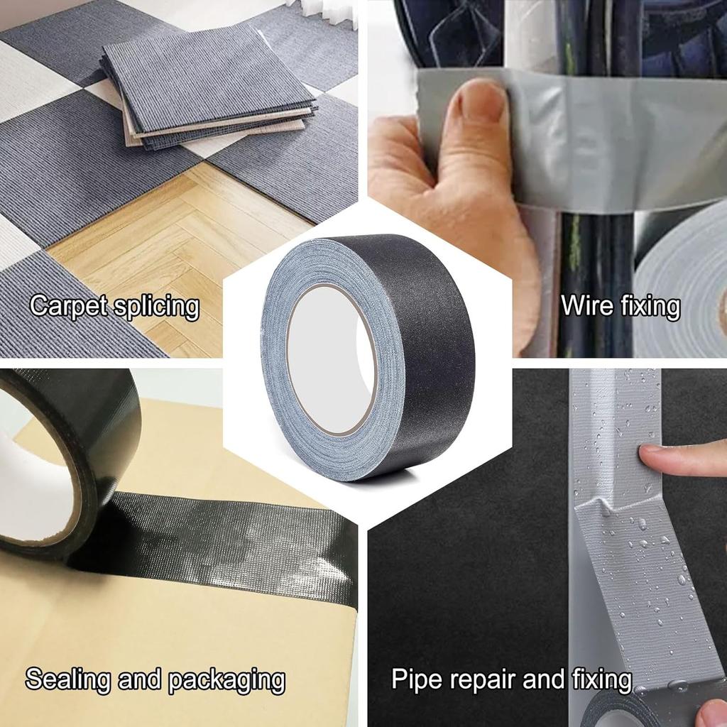 2 шт. в упаковке, черная прочная клейкая лента 5 см x 20 м, прочная, гибкая, не оставляет следов, водонепроницаемая, высокая прочность, всепогодная и рвется вручную