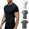 Мужская цветная быстросохнущая блузка для фитнеса с короткими рукавами, модный обтягивающий топ