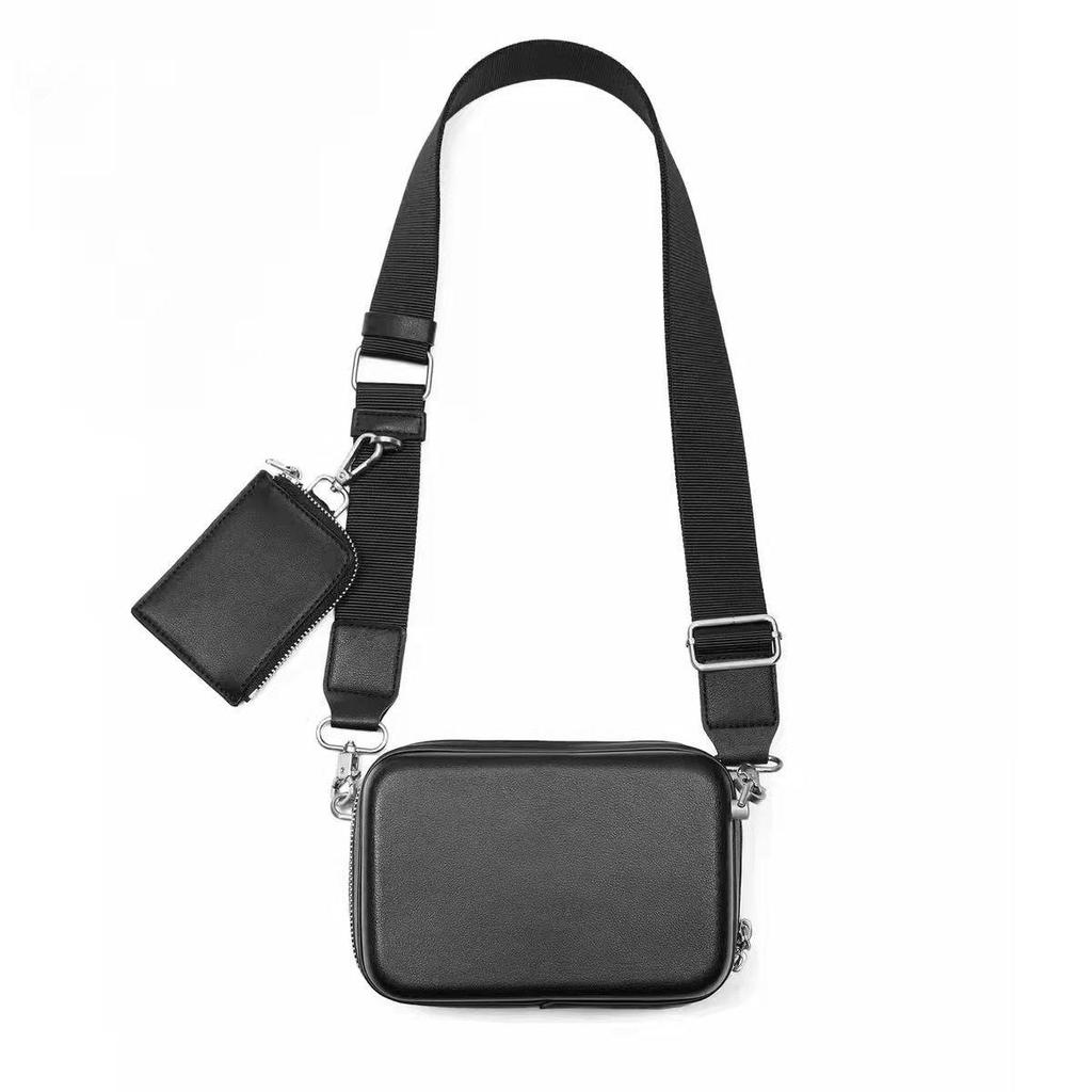 Two-Piece Black Mini Crossbody & Waist Bag – Unisex European & American Fashion