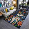 Colorful Floral Cat Design Rug, Artistic Style Non-slip rug suitable for living room and bedroom sofas