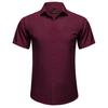 Mens Red Fashion Short Sleeve Dress Shirts Regular Fit Casual Button Down Shirts