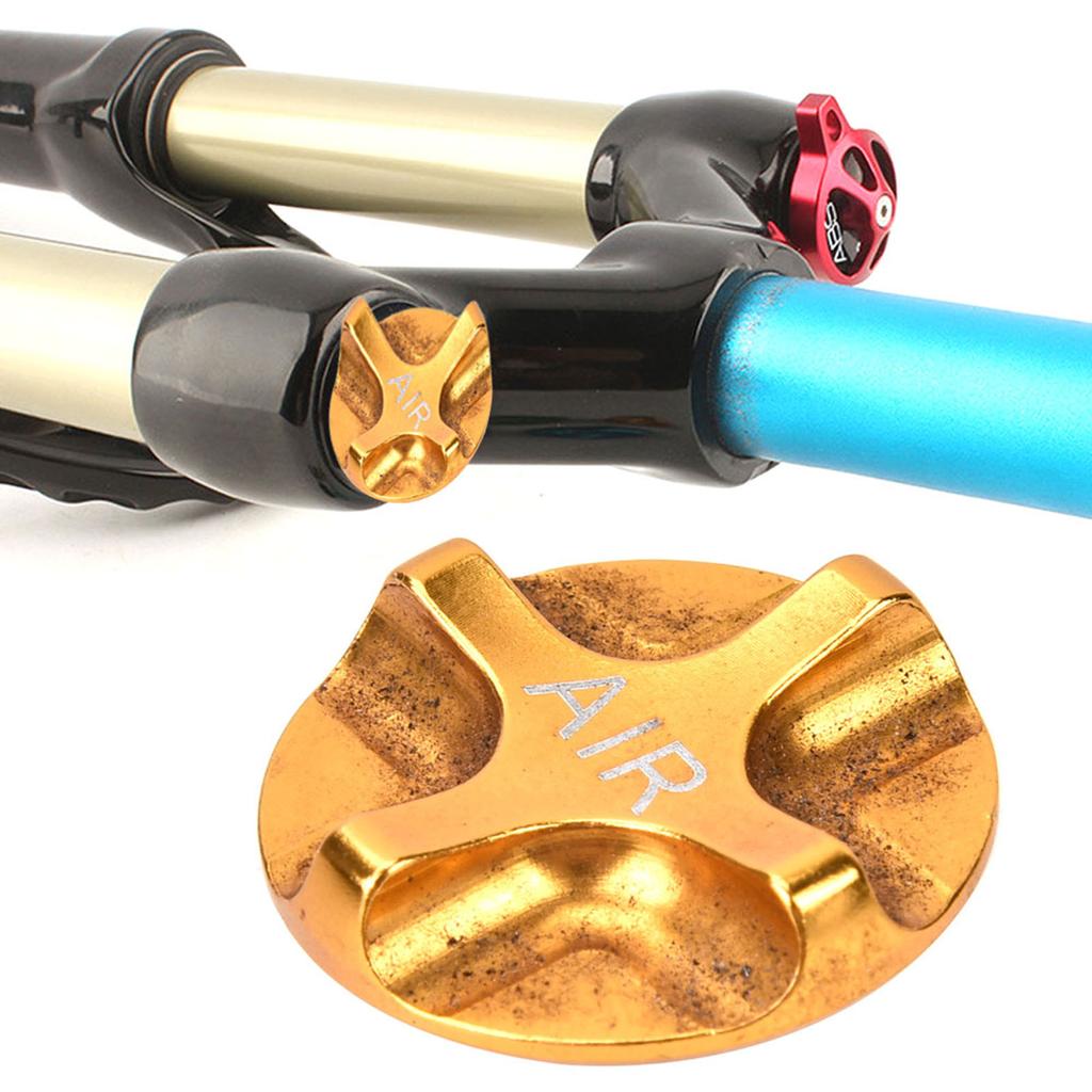 Aluminium Alloy Bicycle Suspension Fork Front Fork Airtight Valve Cover Bike Accessory(yellow)