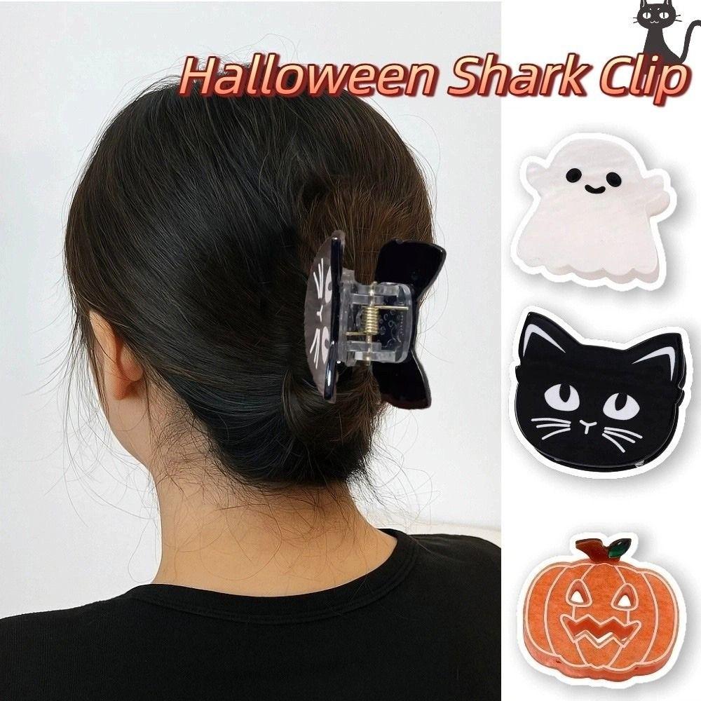 Funny Pumpkin Hair Clip Ghost Acetic Acid Hair Claw Creative Halloween Shark Clip Cosplay