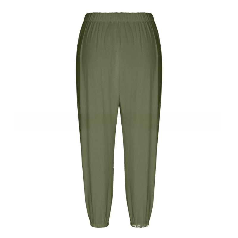 GMXIA Женские модные повседневные однотонные брюки с высокой талией и капри с принтом