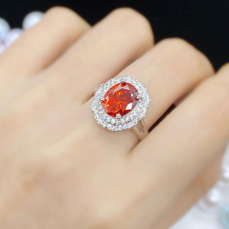 BELLA BOX Темпераментные великолепные оранжевые кольца овальной формы для женщин с цирконом, ювелирные изделия для помолвки и вечеринки, подарок