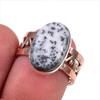 Natural Dendrite Opal Gemstone 925 Solid Sterling Silver Two Tone Ring S.7 E6b12