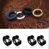 Fashion Black Jewelry No Pierced Punk Ear Clip Gifts Women Men Unisex Titanium Steel Circle Unique
