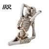 Creative Yoga Pose Skull Design Halloween Skeleton Statue, Funny Dead Figure for Party Decor, Distressed Texture Ornament Resin Gothic Haunted House,