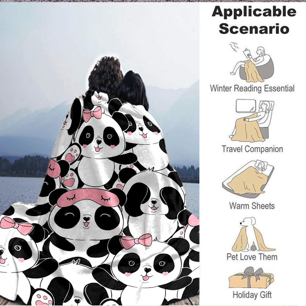 1pc Panda, Cute Blanket Warm, Cozy, And Soft, Suitable for Sofas, Beds, Cars, And Office Use.Perfect for Camping And Travel, Making It a Great Gift fo