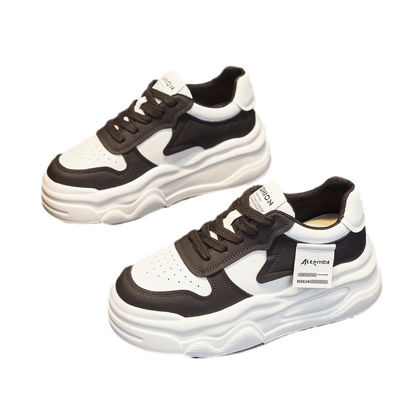 Женская обувь на скрытой платформе, кожаные маленькие белые туфли, весенне-летняя новинка, универсальные туфли на толстой подошве-маффине, повседневная спортивная обувь