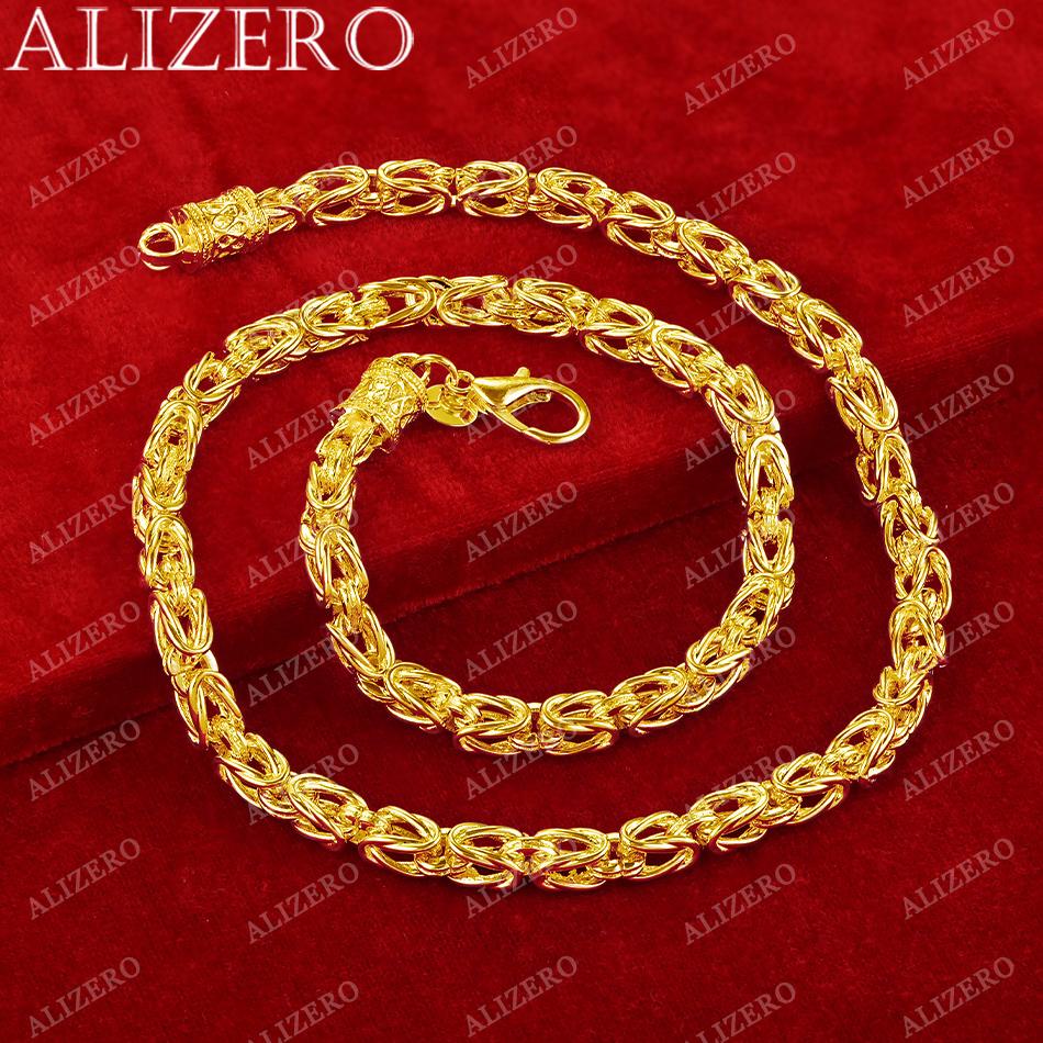 ALIZERO 18K Золото 5 мм Геометрические Цепи Ожерелья 20 Дюймов Мужские Женские Тонкие Ювелирные Изделия Оптом Личность Мода Благородное Ожерелье