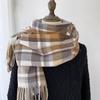 Women's Simple Versatile Palid Tassel Scarf Stylish Unisex Warm Neck Scarf Autumn Winter Thickened Coldproof Wrap Scarf