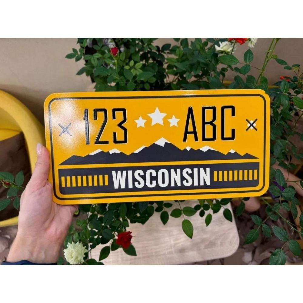 U.S. License Plate, U.S. Car License Plate, Metal, 15x30 Cm.