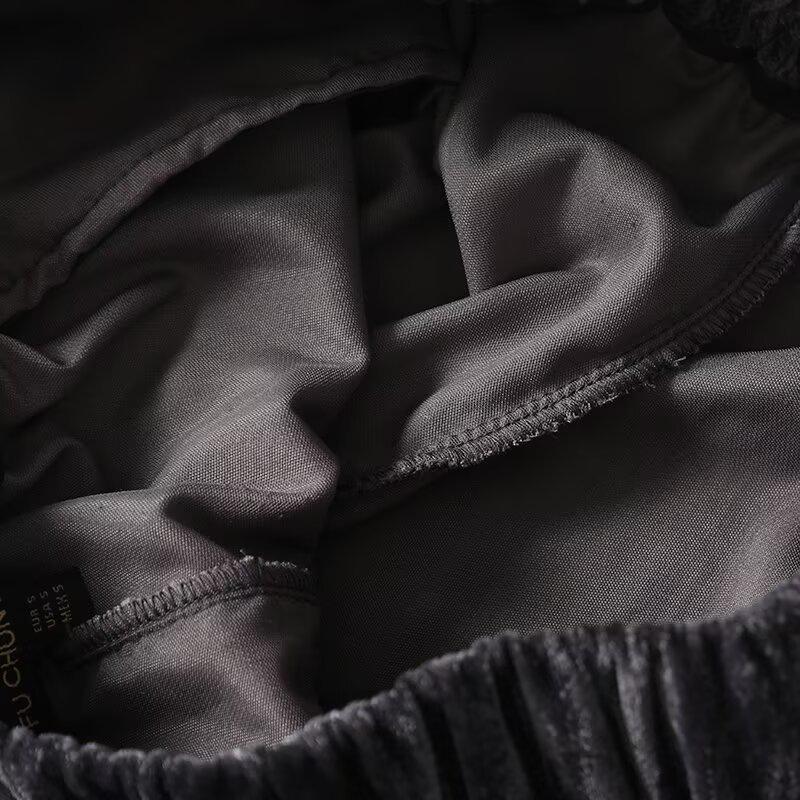 2025 Spring Women's Slim Minimalist Velvet Wide-Leg Pants