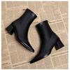 Fashion Winter Sexy Chelsea Boots Pointed Tip Thick Heel Back Zipper Middle Follow Women Shoes Microfiber Leisure Comfortable Smooth