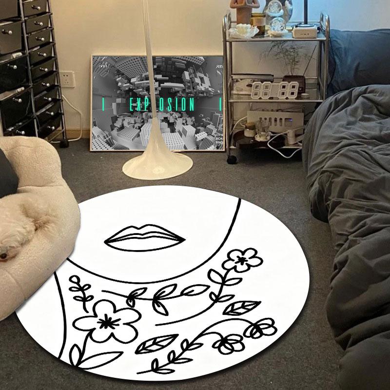 Chic Round Butterfly Multicolor Area Rug, Non-Slip Floor Mat for Bedroom