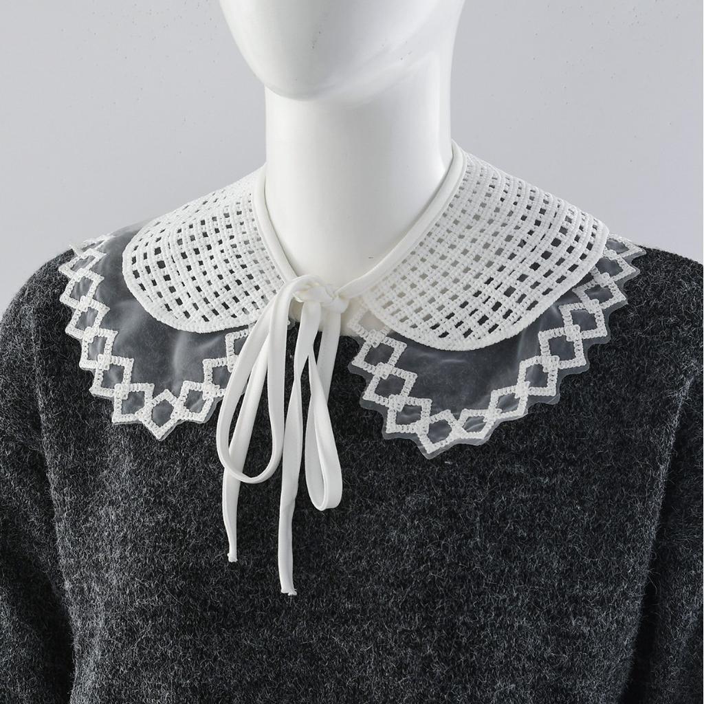 Женский белый вышитый фальшивый воротник шали повседневный свитер платье съемный воротник винтажный принт кружевные накидки фальшивый воротник